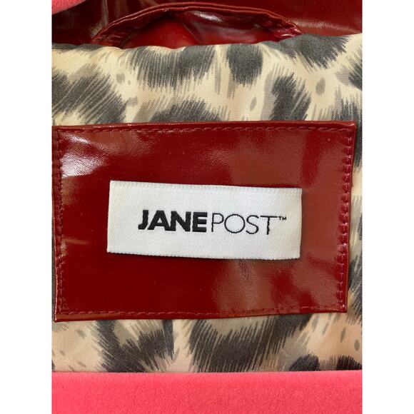 Jane Post Iconic Mid Length Slicker Red Leopard Print XL Size 16 Rain Coat - Picture 7 of 14